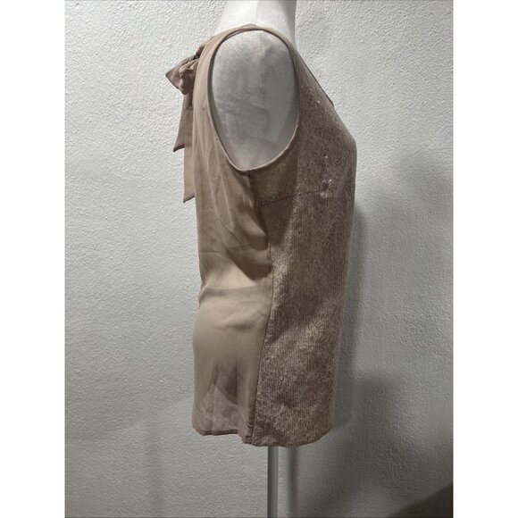Studio Y Sequin Chiffon Sleeveless Top with Bow Tie Back & Rose Pattern Size M - Picture 4 of 14